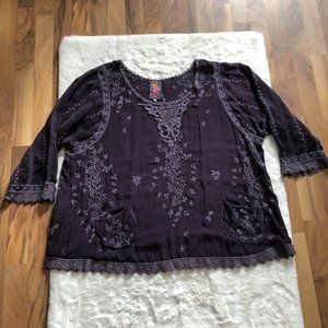 Johnny Was embroidered pocket blouse size 2XL